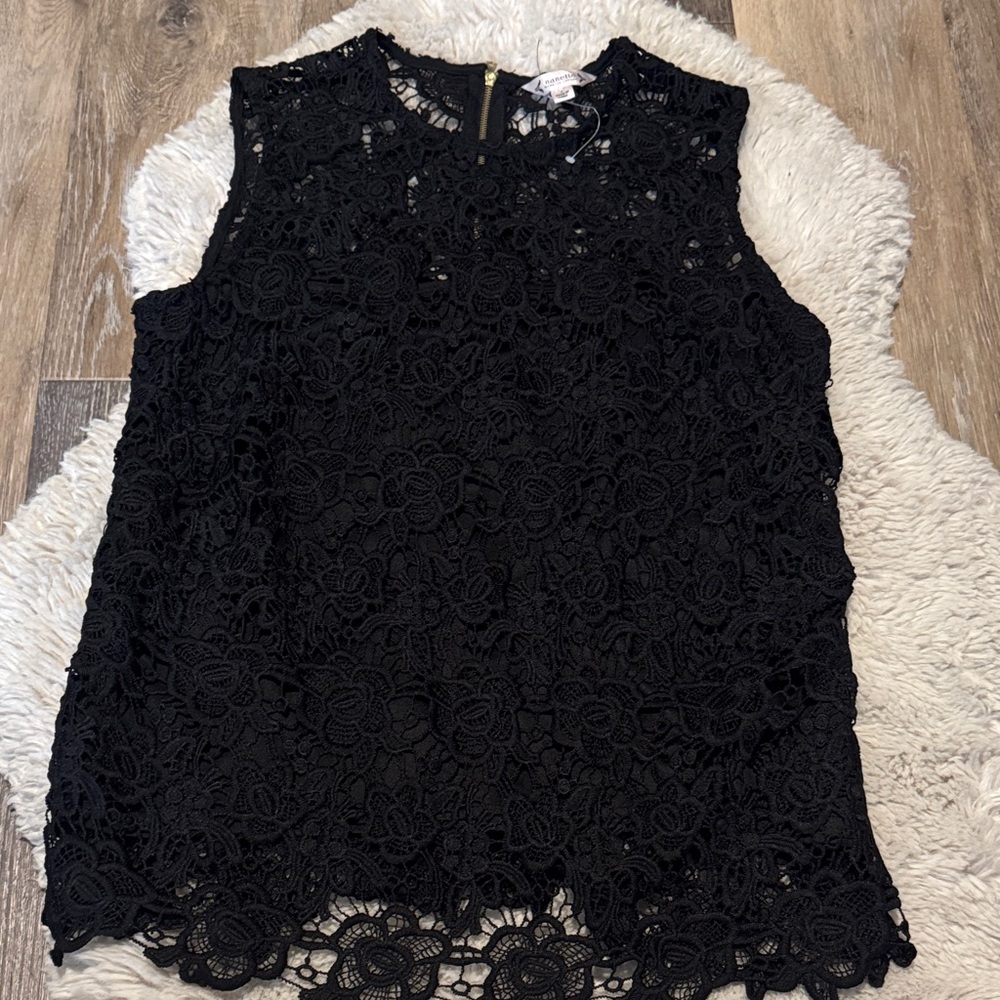 Nanette Lepore Black Lace Sleeveless Blouse
